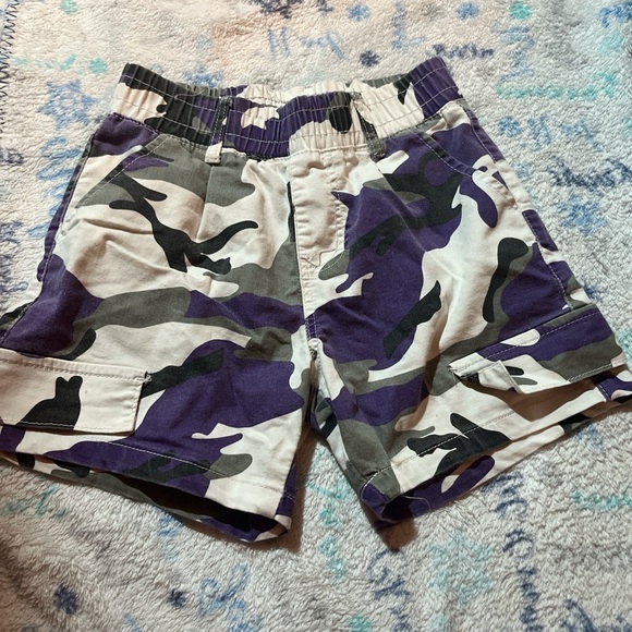 Women's Camouflage Jean Shorts - Purple, Green, and Tan - Picture 1 of 4